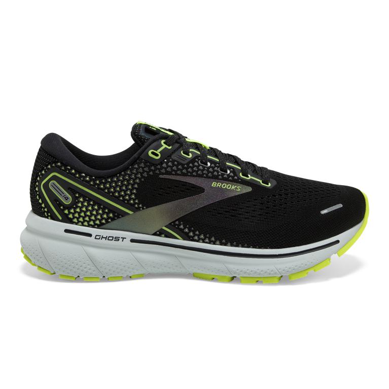 Brooks GHOST 14 Cushioned Road Running Shoes Mens Online - Black/Nightlife/GreenYellow/Blue (TOL5692